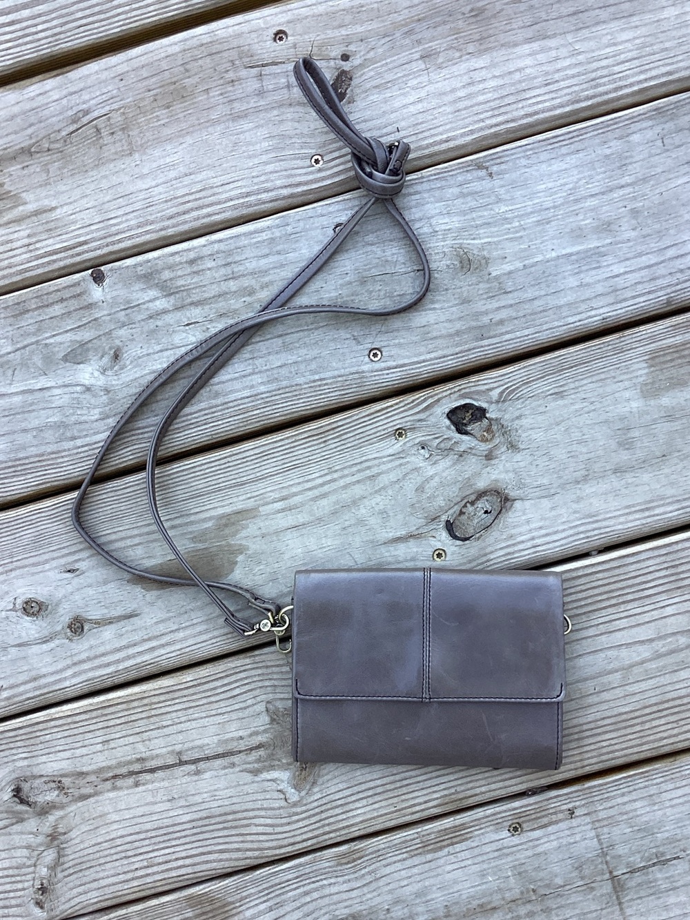HOBO Taupe Leather Crossbody Bag